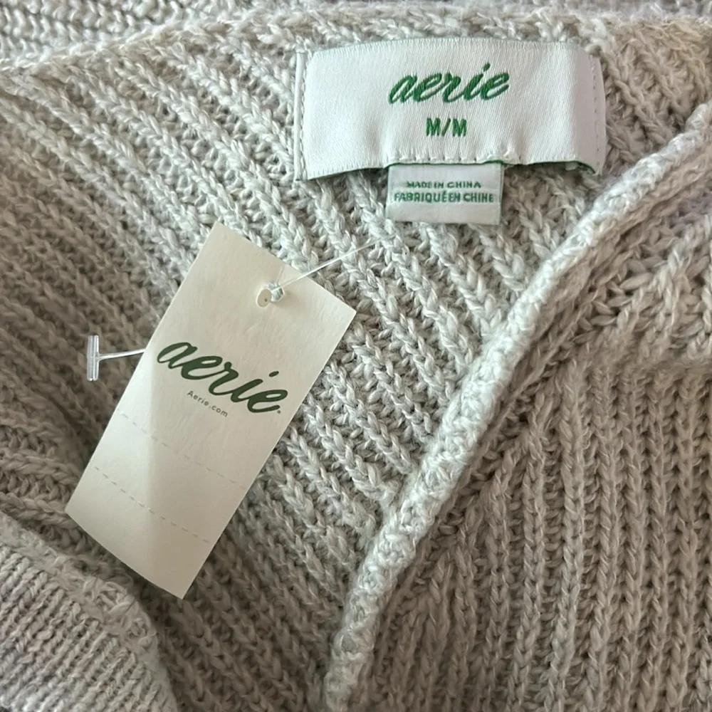 Aerie open back knit Sweater beige size medium NWT